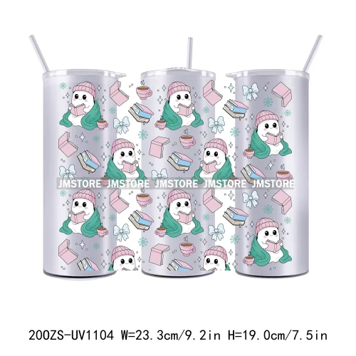 Seamless Christmas Santa Stocking UV DTF Tumbler Wraps Durable Ready To Apply Transfer Sticker For 20OZ Straight Skinny Tumblers