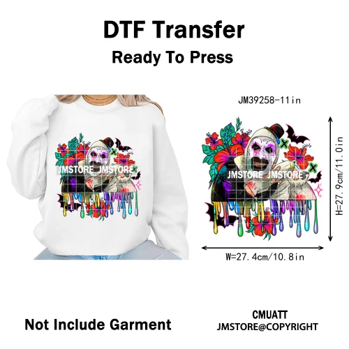 Trendy Margaritas Scary Movie Halloween Monsters Season Iron on DTF Washable Heat Transfers Stickers Ready to Press for Hoodies