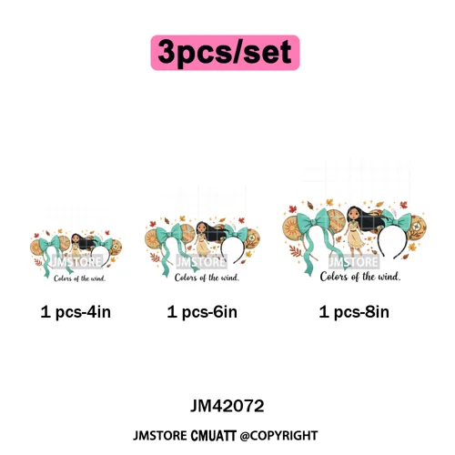 Cute Girls Coquette Magic Kingdom Mouse Ears Cartoon Quotes Iron on DTF Washable Transfers Stickers Ready to Press for T-shirts