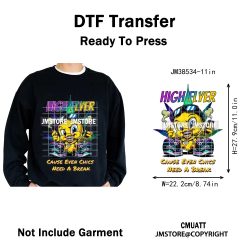 Cool Hip Hop Cartoon Animal Characters Streetwear Thug Life Iron on DTF Washable Transfers Stickers Ready to Press for Clothes