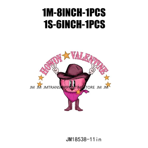 Pink Love Howdy Honey Valentine's Day Printing Designs Iron On Western Cowgirl Boat Hat DTF Transfers Stickers For T-Shirts Bag