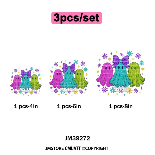 Funny Cute Ghost Preppy Spooky Season Sarcastic Halloween Iron on DTF Washable Transfers Stickers Ready to Press for T-shirts