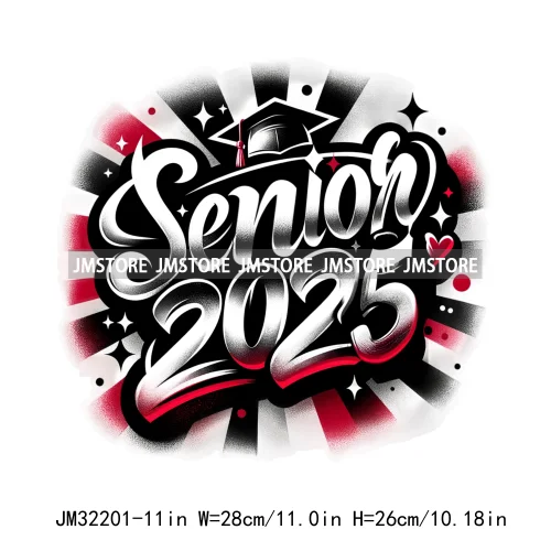 Senior Cap Class of 2025 High School Love Gifts College Grad Iron On DTF Heat Transfer Stickers Ready To Press For Clothing Bags