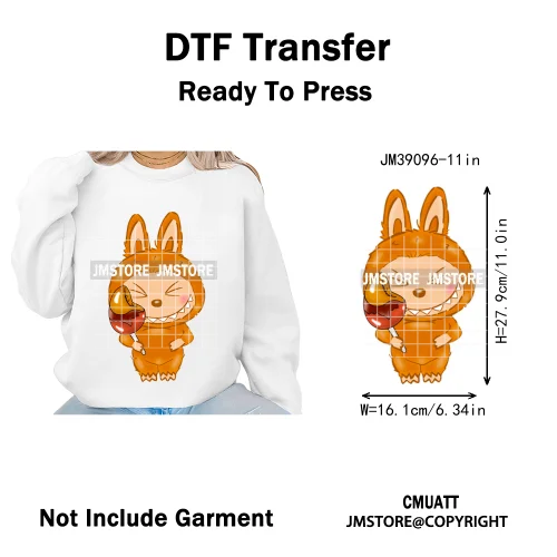 New Cartoon Doll Character With Mexican Food Iron on DTF Washable Heat Transfers Stickers Ready to Press for Textile Bags