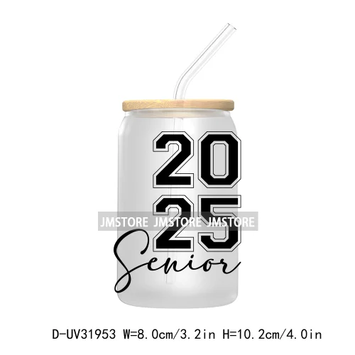 Senior 2025 College Grad UV Sticker Decals For Libbey Cold Cups Mugs Tumbler Transfer Stickers Waterproof Labels Graduation Cap