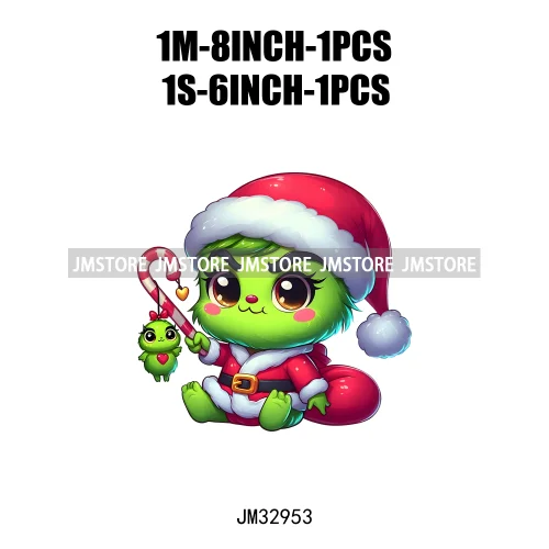 Santa Hat Candy Cane Mistletoe Cartoon Character Christmas Season Iron On DTF Transfers Stickers Ready To Press For Clothes Bags