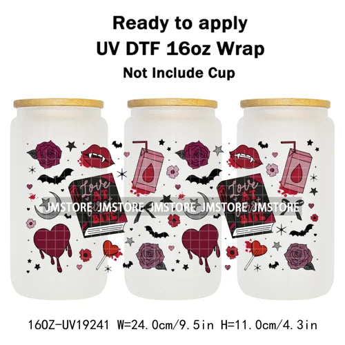 Romance Bookclub Bookish Candle UV DTF Cup Wrap Ready To Apply Transfer Stickers Durable 16OZ Tumbler Wraps For Libbey Glass Can