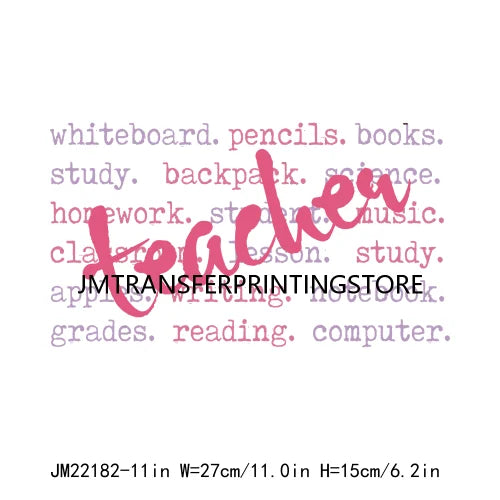 In My Teacher Era Teach Love Watch Logos Teacher Word Teaching Fills My Heart Teacher's Day DTF Transfer Stickers For Hoodies