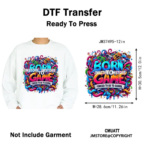 12in Graffiti Hip Hop Music Rap King Lover Video Pro Games Iron on Diy DTF Thermal Transfer Stickers Ready to Press for Clothing