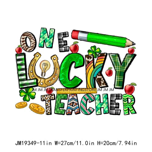 Washable Animal CNA PAT Nurse Dentist Teacher Shamrocks Lucky Vibes St Patrick's Day DTF Transfers Stickers Press For Sweatshirt