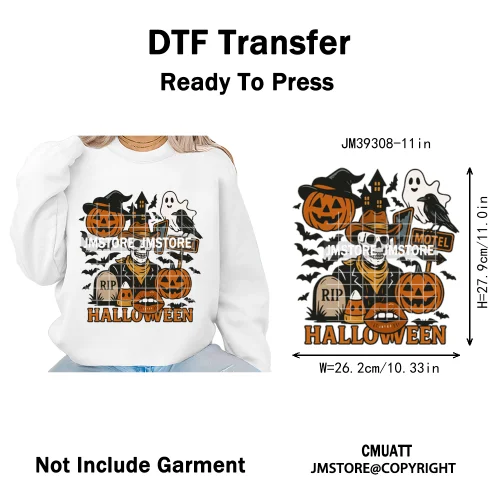 Funny Halloween Quotes Ghouls Stay Spooky Creep It Real Iron on DTF Washable Transfers Stickers Ready to Press for T-shirts Bags