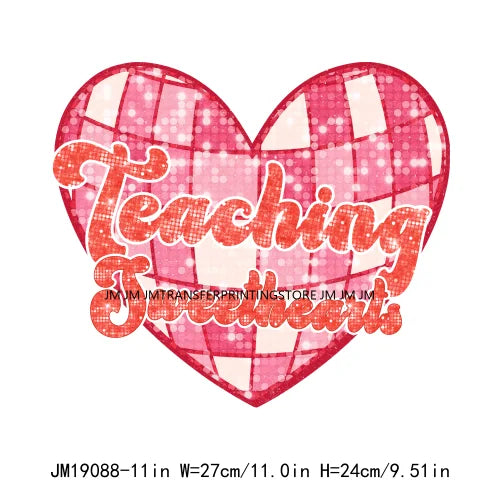 Retro Distressed Loved Teacher Mama Valentine Teaching Sweetheart DTF Heat Transfer Stickers Printing Ready To Press For Clothes