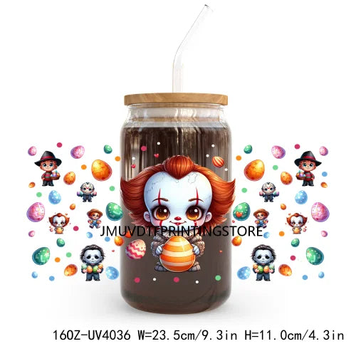 Cute Cartoon Girl With Egg UV DTF Sticker For 16OZ Libbey Glass Cup Can Wrap Transfer Sticker Custom Print DIY Logo Easter Vibes