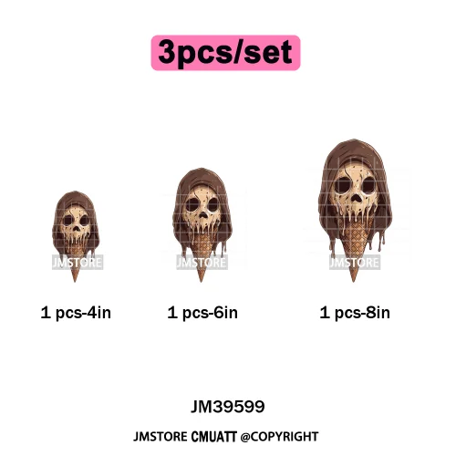 Scary Halloween Popsicles Horror Movie Killers Character Iron on DTF Washable Transfers Stickers Ready to Press for Textile Bags