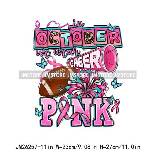 Faith Hope Love In October We Wear Pink Fight Breast Cancer Survivor Queen DTF Iron On Heat Press Transfer Stickers For Clothing