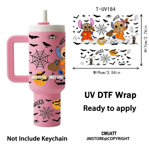 Spooky Cartoon Characters Valentines Horror UV DTF Wraps Ready To Apply Transfer Stickers Waterproof For Mini Tumbler Keychain
