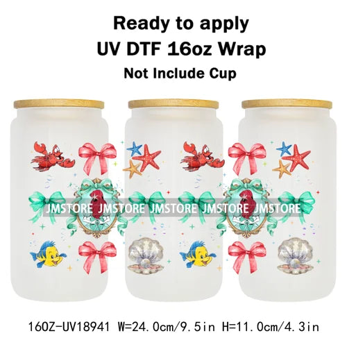 Bundle Princess Magical Mirror Bow UV DTF Stickers Ready To Apply Cup Wrap Durable Custom Prints DIY Craft For Libbey Can Glass