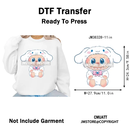 Cute Cartoon Toy Dolls Monster Costume Character Kids Printed Iron on DTF Washable Transfer Stickers Ready to Press for Clothing