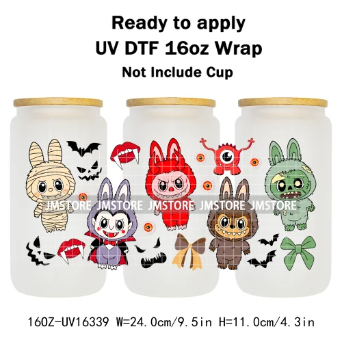 Laboo Killers Friends Halloween Monster Doll UV DTF Stickers Ready To Transfer Cup Wrap Custom Logo For Libbey Can Glass Tumbler