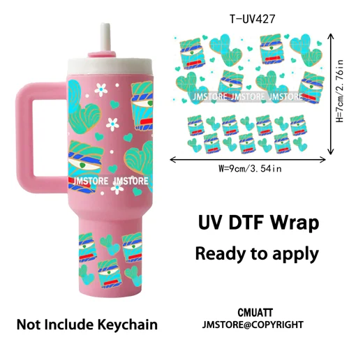 Concha Mexican Culture Cartoon Cow UV DTF Mini Tumbler Keychain Wraps Ready To Apply Transfer Stickers Prints Waterproof Decals