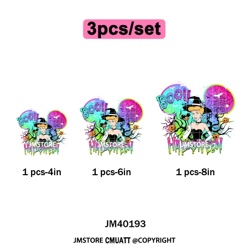 Cartoon Witches Princess Skull Animal Kids Love Characters Halloween Iron on DTF Transfers Stickers Ready to Press for T-shirts