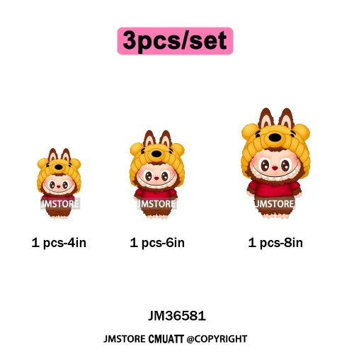 Cute Baby Cartoon Monster Doll Character Bow Girly Washable Decals Iron On DTF Heat Transfer Stickers Ready To Press for Clothes