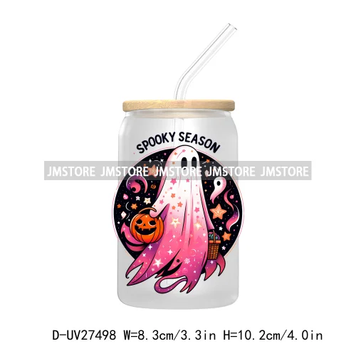 Cute Ghost Stay Spooky Halloween Pumpkin UV DTF Transfer Stickers Decals For Libbey Cold Cups Mugs Tumbler Waterproof Craft Boo