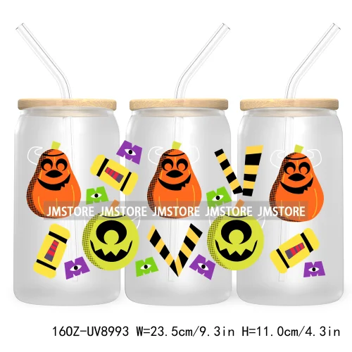 Reading Book Ghost Funny Halloween 16OZ UV DTF Cup Wrap Transfer Stickers Custom Labels Durable Waterproof For Libbey Glass Can