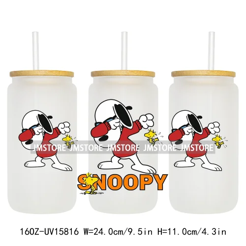 Cartoon Dogs Back To School UV DTF Wraps Transfer Sticker Selfadhesive Waterproof High Quality For 16OZ Libbey Glass Can Tumbler