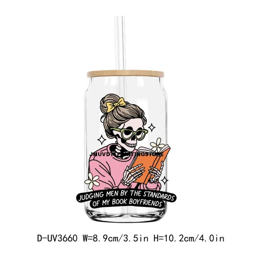 Death By Book Hangover UV DTF Sticker For 16OZ Libbey Glass Cup Can Positive Vibes Wrap Transfer Sticker Custom Labels DIY Logo