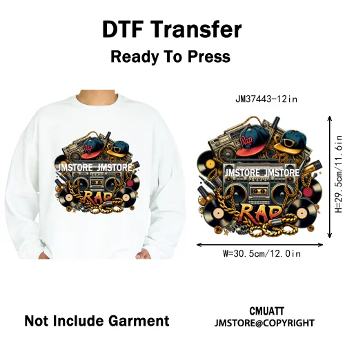 12in Colorful Rap Music Rock Vibes Mud Master Truck Space Trip Graffiti Iron on DTF Transfer Stickers Ready to Press for T-shirt