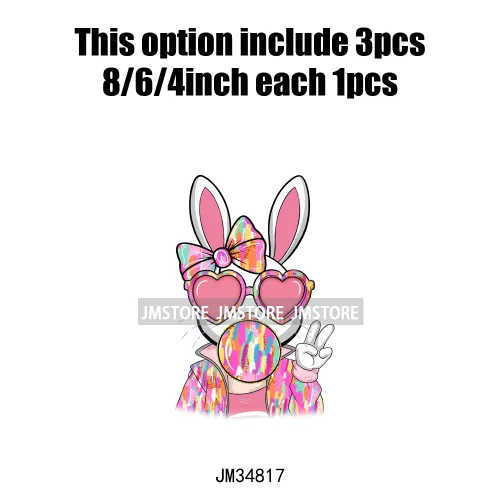 Floral Pink Toile Chinoiserie Coquette Bunny Spring Easter Iron On DTF Heat Transfers Stickers Ready To Press For T-shirts Bags