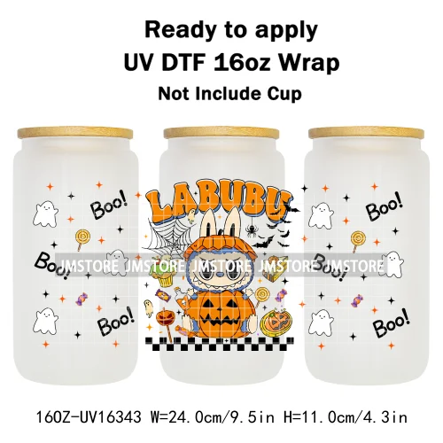 Spooky Doll Monster Characters UV DTF Stickers Fall Pumpkin Halloween Ready to Transfer Cup Wrap For Libbey Can Glass Tumblers