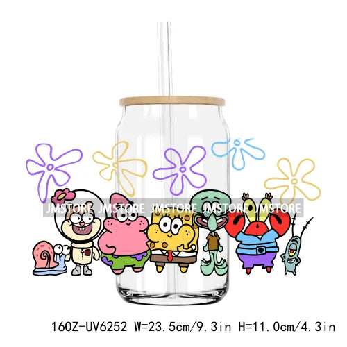 Cute Cartoon Characters UV DTF Sticker For 16OZ Libbey Glass Cup Can Wrap Transfer Stickers Custom Labels DIY Logo Magic World