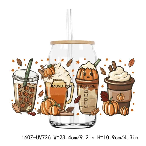 Thanksgiving Fall Thick And Juicy 16OZ UV DTF Cup Wrap Transfers Stickers Custom Labels DIY Waterproof Logo For Libbey Glass Can