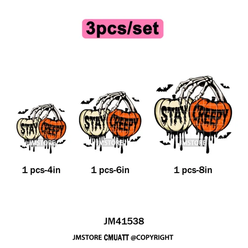 Pumpkin Leopard Spooky Ghost Moo Boo Cow Pet Halloween Bow Iron on DTF Washable Transfers Stickers Ready to Press for T-shirts