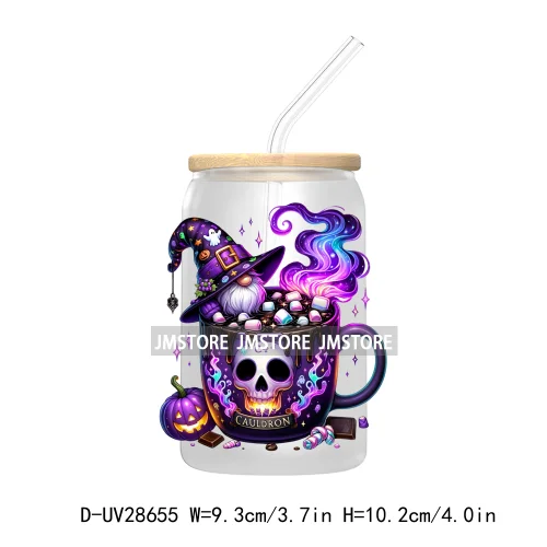 Nightmare Before Coffee Spooky Halloween Skeleton UV DTF Transfer Stickers Decals For Libbey Cold Cup Mug Tumbler Pumpkin Season