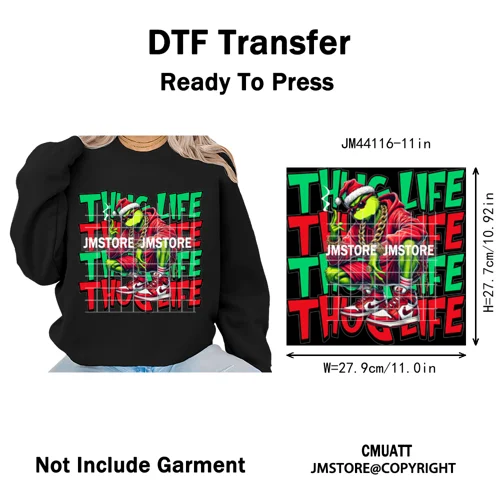 Thug Life Cartoon Movie Xmas Friends Christmas Thief Iron on Washable DTF Transfers Stickers Ready to Press for T-shirts Bags