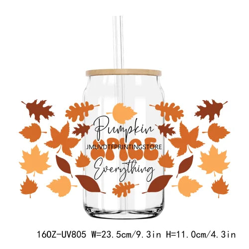 Thanksgiving Fall Thick And Juicy 16OZ UV DTF Cup Wrap Transfers Stickers Custom Labels DIY Waterproof Logo For Libbey Glass Can