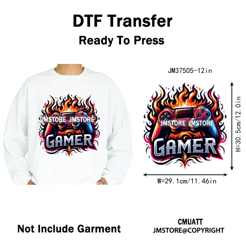 12in Graffiti Hip Hop Music Rap King Lover Video Pro Games Iron on Diy DTF Thermal Transfer Stickers Ready to Press for Clothing