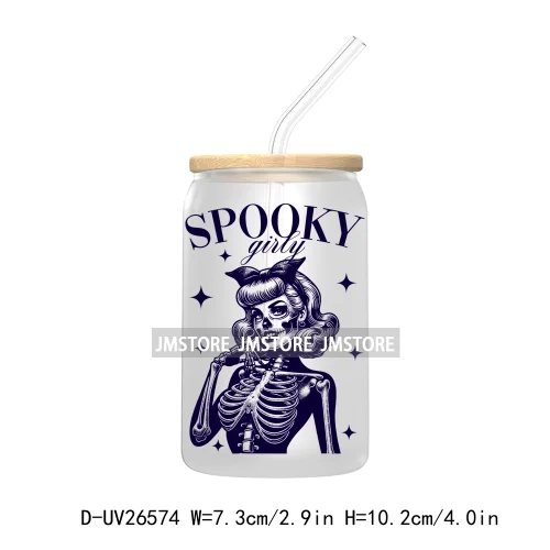 Spooky Witch Halloween UV DTF Transfer Stickers Decals For Libbey Cold Cups Mugs Durable Waterproof Custom Labels Fall Season