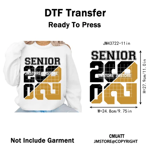 High School Senior Year Class of 2026 My First Last Day Iron on Washable DTF Heat Transfers Stickers Ready to Press for Hoodies