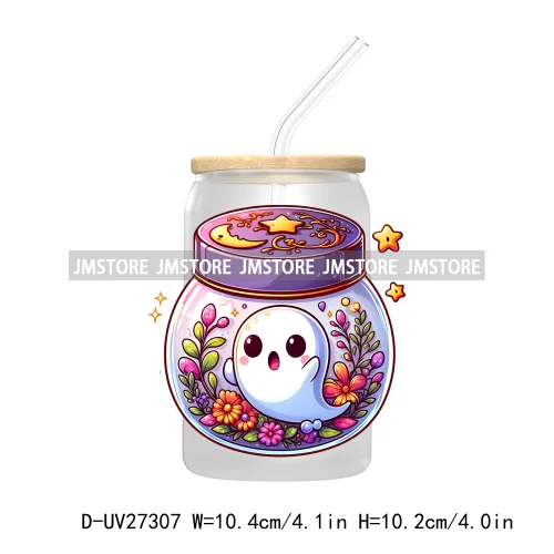 Spooky Ghost Halloween Autumn Pumpkin Season UV DTF Transfer Stickers Decals For Libbey Cold Cups Mugs Tumbler Black Cats Boo