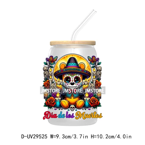 Mexican Culture Day Of The Dead UV DTF Transfer Stickers Decals For Libbey Cold Cups Mugs Tumbler Festive Mexico Sugar Skull