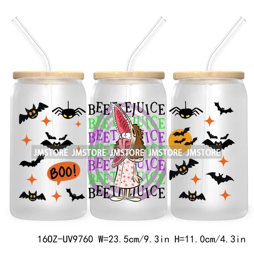 Halloween Double Trouble UV DTF Sticker For 16OZ Libbey Glass Cup Can Wrap Horror Princess Transfer Printing Custom Labels Logo