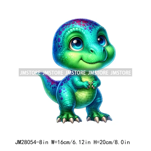 Colorful Dinosaur Baby Animal Thermal Printing Iron On DTF Transfer Stickers Ready To Press For Clothes