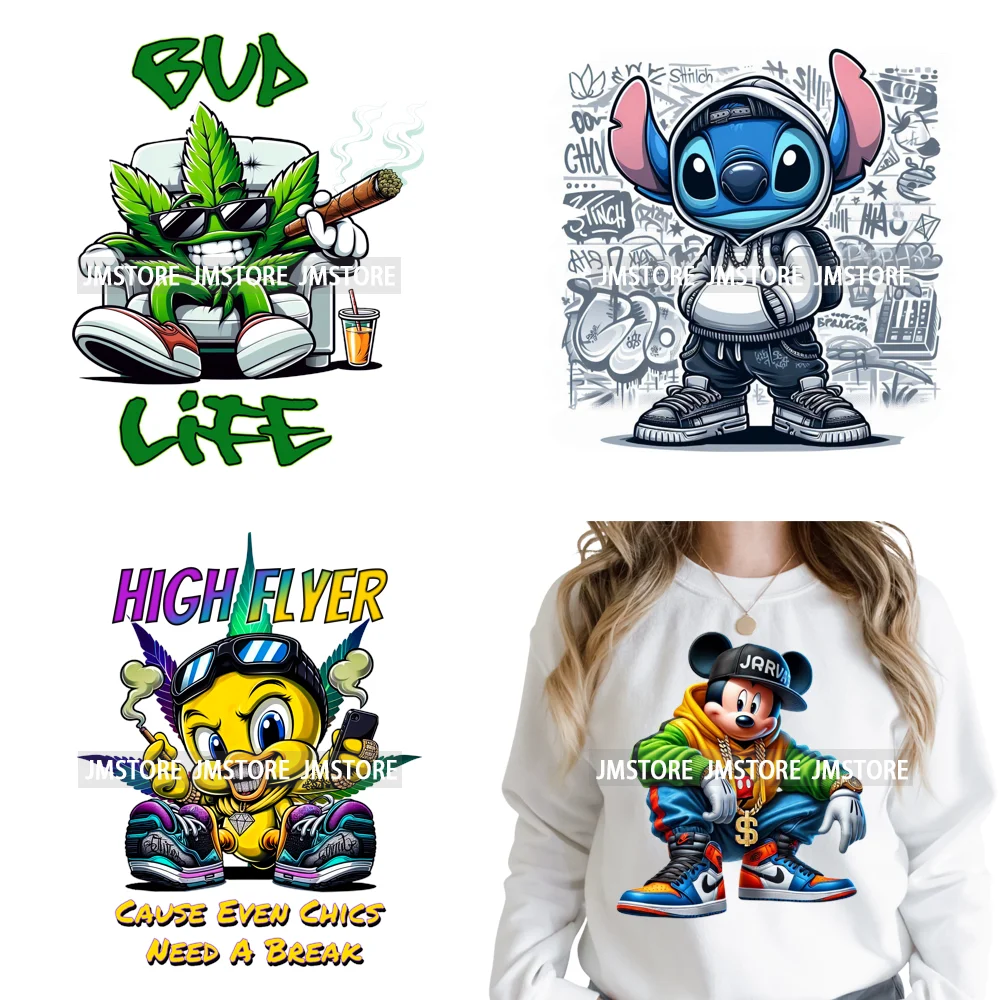 Cool Hip Hop Cartoon Animal Characters Streetwear Thug Life Iron on DTF Washable Transfers Stickers Ready to Press for Clothes