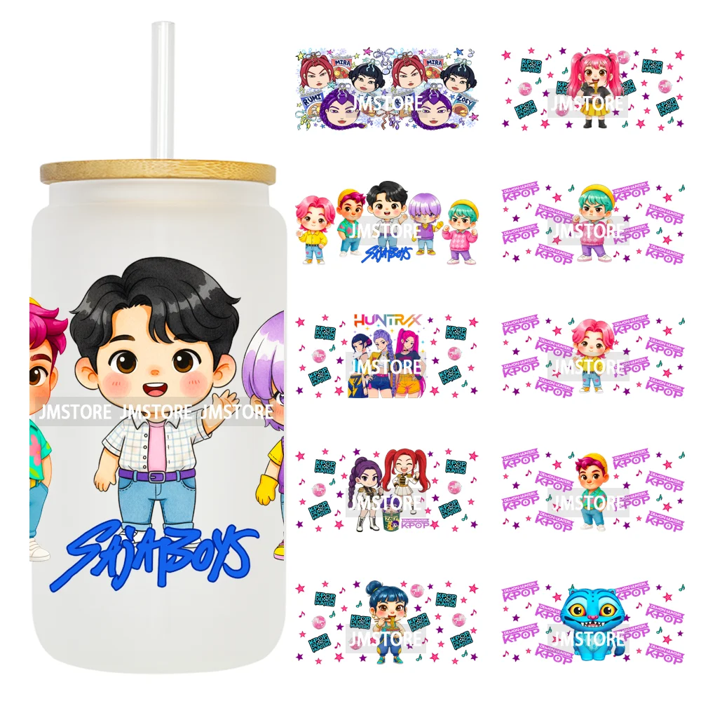Demon Hunters Kpop Cup Noodle UV DTF Cup Wrap Ready To Apply Transfer Stickers Durable 16OZ Tumbler Wraps For Libbey Glass Can