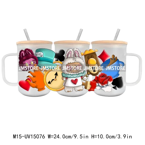 Cartoon Mirror Coquette 15OZ Glass Mug UV DTF Cup Wrap Ready To Apply Waterproof High Quality Custom Prints For Mugs Cup Tumbler