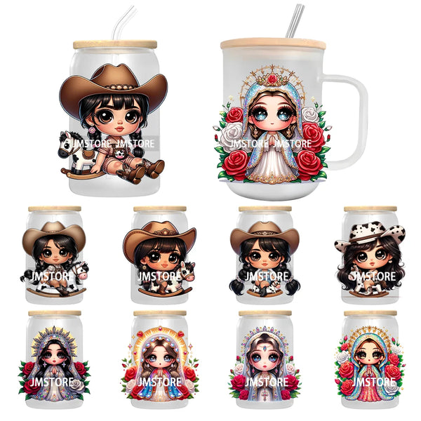 Cowgirl Mexican Baby UV DTF Transfer Stickers Decals For Libbey Glass Cold Cups Mugs Tumbler Custom Waterproof DIY Labels Rose